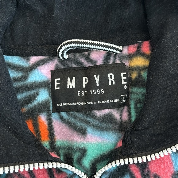 Empyre Fleece Pullover 1/4 Zip Retro Print Streetwear Long Sleeve Men's Size L. - Picture 4 of 6